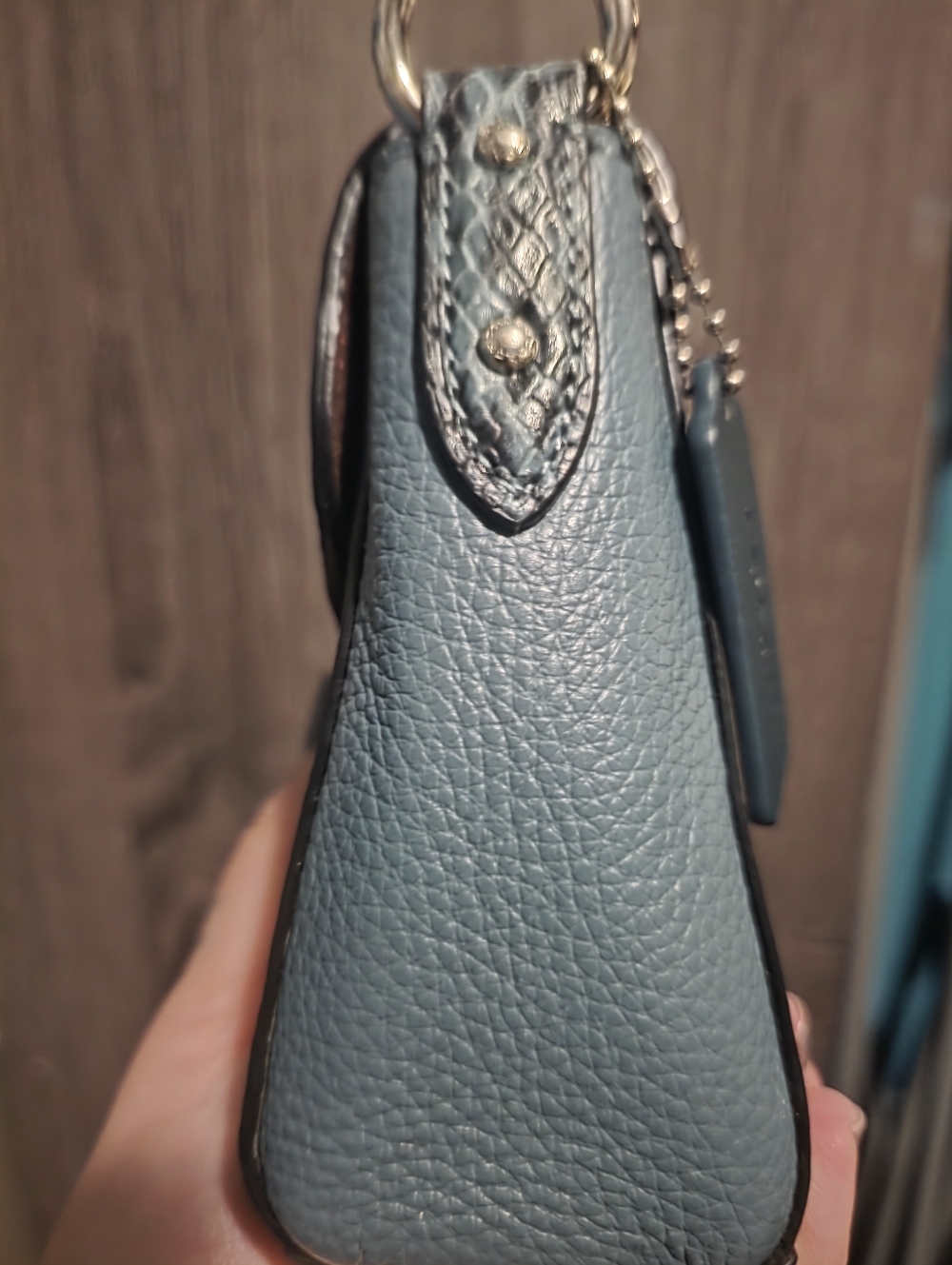 Coach Jade Shoulder Bag NWT in a dark turquoise With Snakeskin Embossed Trim - Picture 7 of 16